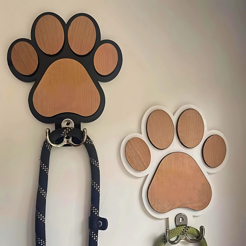 1 Stück handgefertigter Wandhaken aus Holz mit Pfotenabdruck, lässiger Stil mit polierter Oberfläche, Hut- und Kragenaufhänger zur Wandmontage für Schlafzimmer- und Badezimmerdekoration