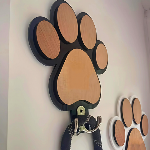 1 Stück handgefertigter Wandhaken aus Holz mit Pfotenabdruck, lässiger Stil mit polierter Oberfläche, Hut- und Kragenaufhänger zur Wandmontage für Schlafzimmer- und Badezimmerdekoration