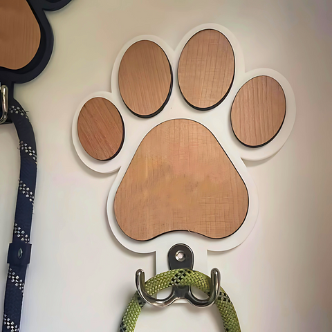 1 Stück handgefertigter Wandhaken aus Holz mit Pfotenabdruck, lässiger Stil mit polierter Oberfläche, Hut- und Kragenaufhänger zur Wandmontage für Schlafzimmer- und Badezimmerdekoration