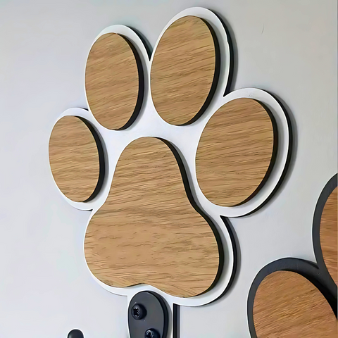 1 Stück handgefertigter Wandhaken aus Holz mit Pfotenabdruck, lässiger Stil mit polierter Oberfläche, Hut- und Kragenaufhänger zur Wandmontage für Schlafzimmer- und Badezimmerdekoration