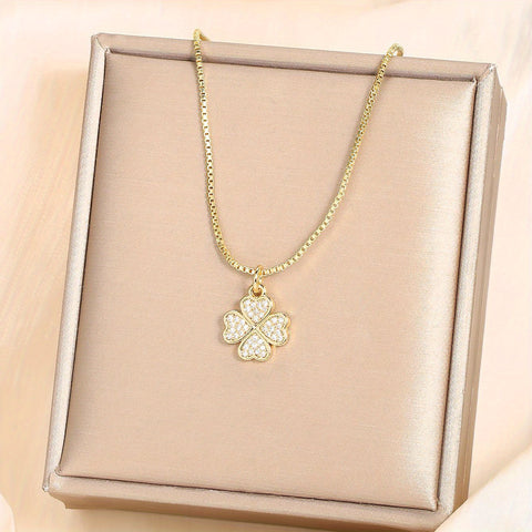 Gouden Ketting met Klavertje-Vier hanger