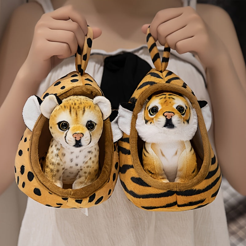 Schattige Dierenknuffels met Mandje – Tijger, Giraffe & Luipaard