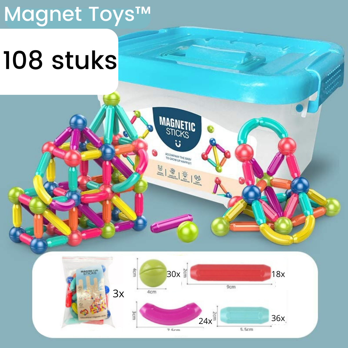 Magnetische Sticks - Ontdek & Bouw voor Kinderen, Speelgoed vanaf 4 Jaar