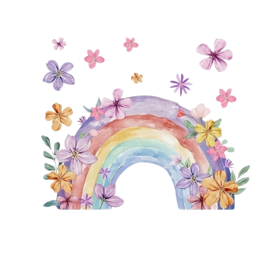 Regenboog met Bloemen Muursticker - Vrolijke Muurdecoratie