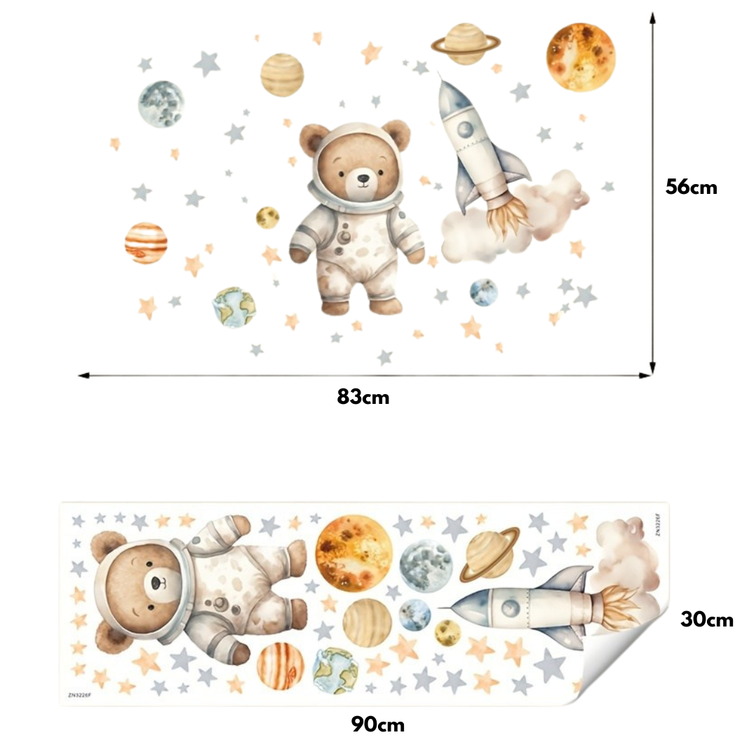 Astronaut Beer Muursticker – Magische Ruimte Decoratie voor de Kinderkamer