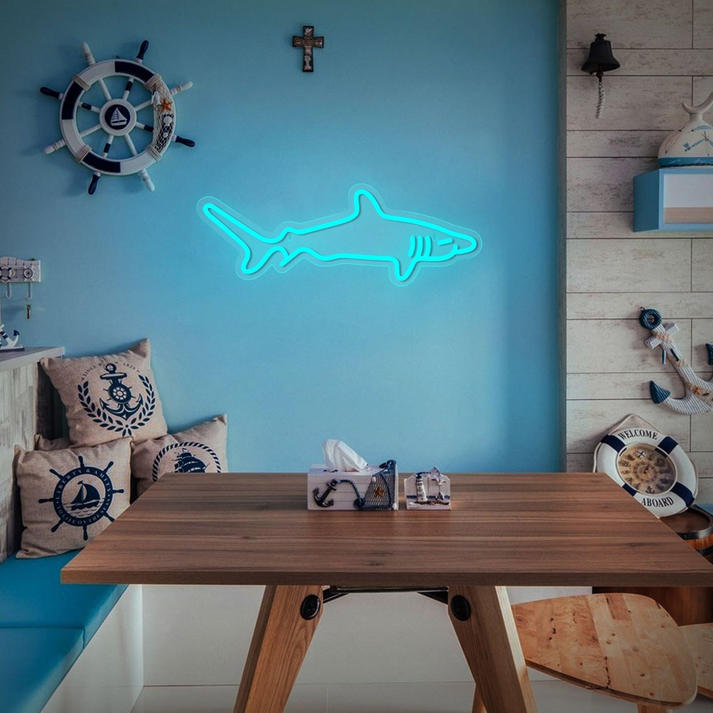 Neon Verlichting Haai – Stoere Wanddecoratie voor een Unieke Sfeer