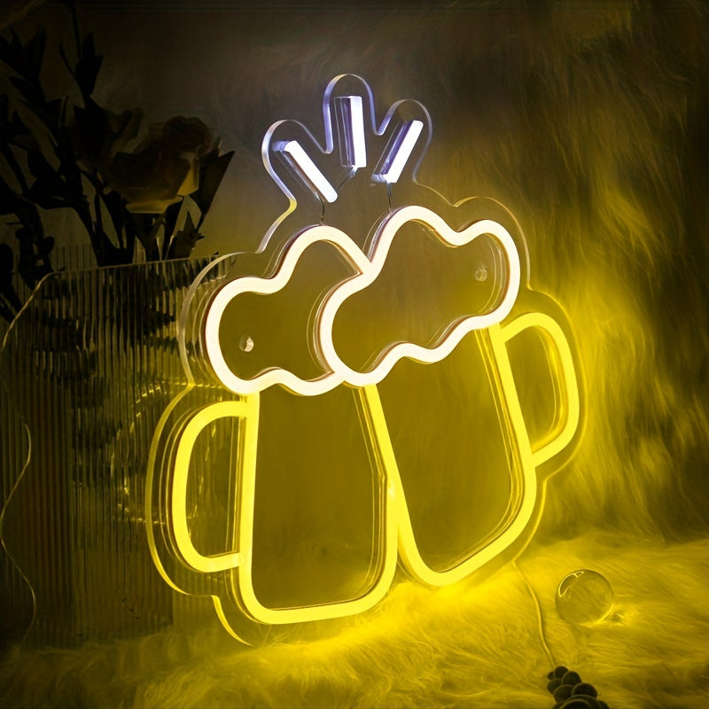Neon Verlichting Bier Proosten - Unieke Wanddecoratie voor Thuis of je Mancave