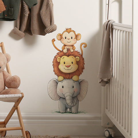 Dieren Stapel Muursticker - Breng Speelplezier in je Kinderkamer