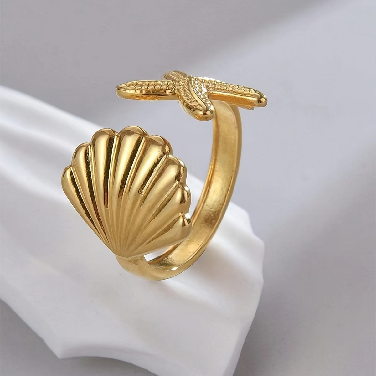 Luxe Gouden Schelp Ring - Perfecte Zomerse Touch