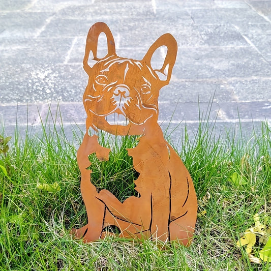 Rustieke Franse Bulldog Tuinsteker – Unieke Dieren Decoratie voor je Tuin