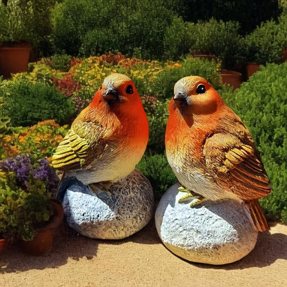 Set Roodborst Vogelbeelden – Perfecte Tuindecoratie voor Tuin & Balkon