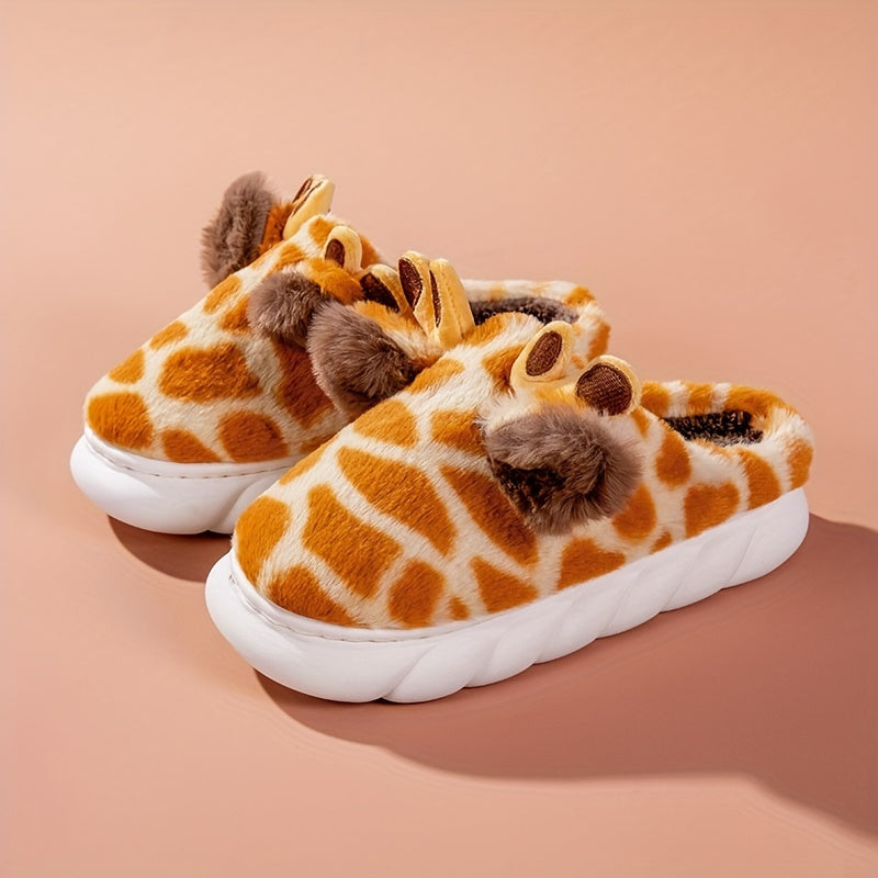 Giraffe Pluche Sloffen – Warme en Antislip Pantoffels voor Thuis