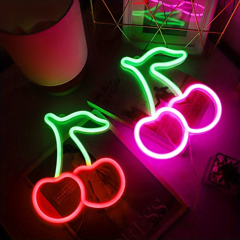 Neon Verlichting Kers – Speelse Wanddecoratie voor een Zoete Sfeer