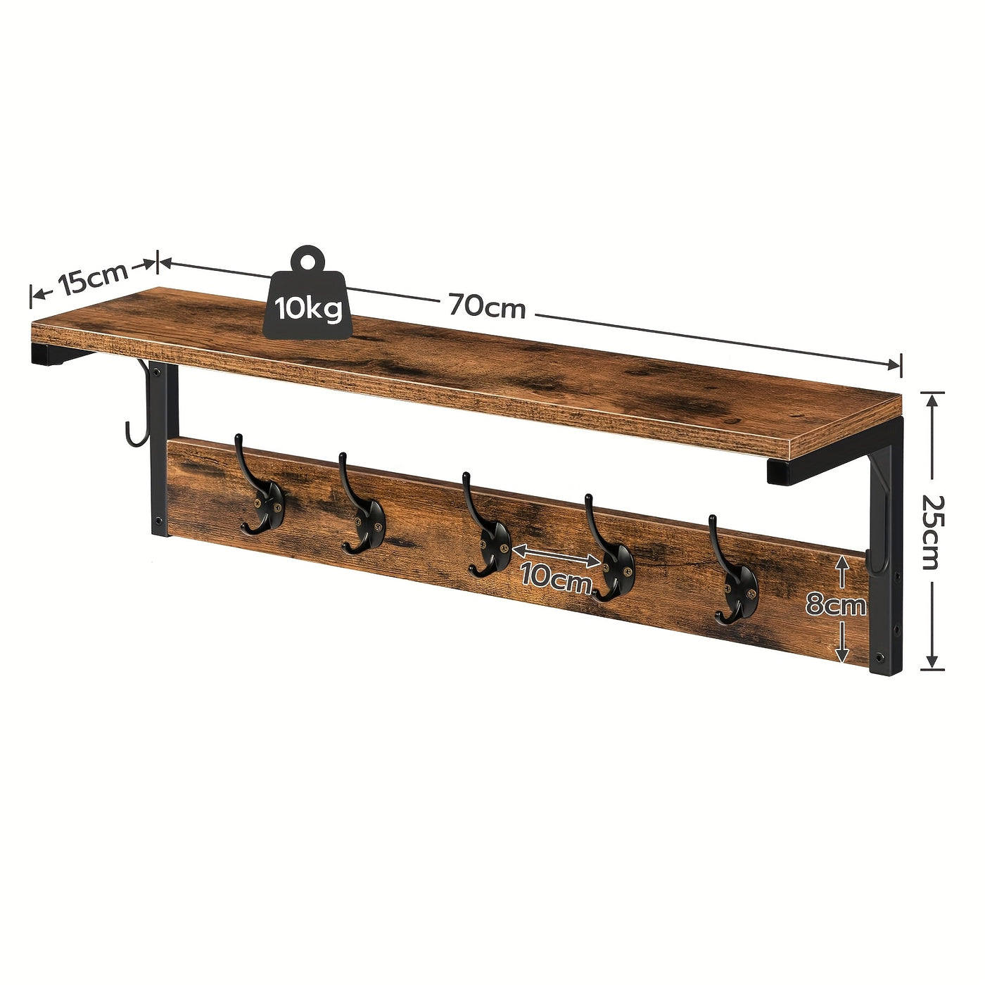 Industriële Houten Wandkapstok – Voor Hal, Woonkamer of Keuken