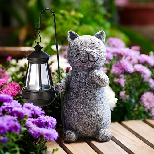 Solar Kat Beeld 'SolarPaws' – LED Kattenlamp voor Tuin & Balkon