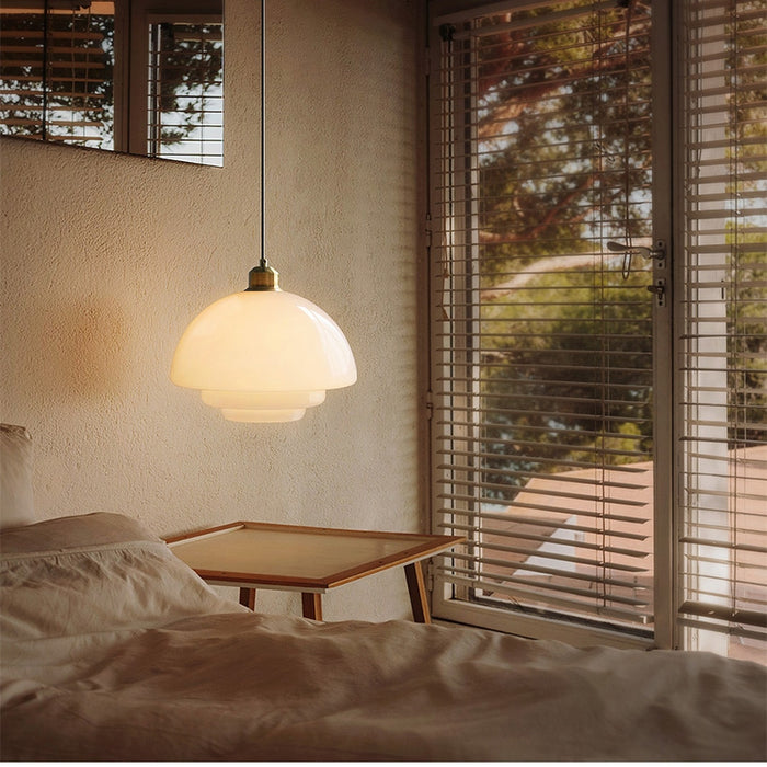 Japandi Witte Glazen Hanglamp – Minimalistische Elegantie voor een Stijlvol Interieur