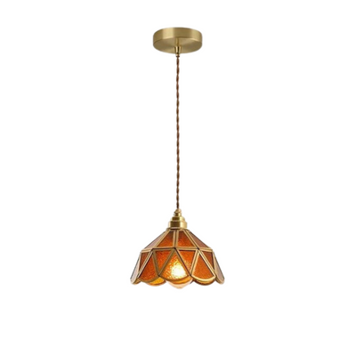 Vintage Glazen Hanglamp – Kleurrijk en Luxueus Glas-in-Lood Design