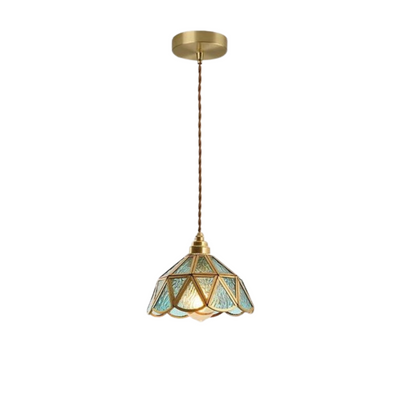 Vintage Glazen Hanglamp – Kleurrijk en Luxueus Glas-in-Lood Design