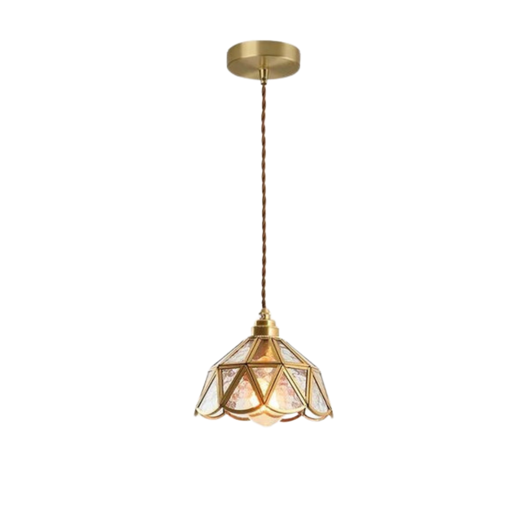 Vintage Glazen Hanglamp – Kleurrijk en Luxueus Glas-in-Lood Design