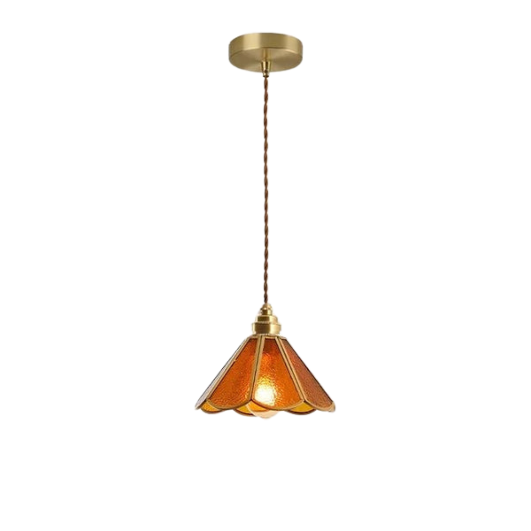 Vintage Glazen Hanglamp – Kleurrijk en Luxueus Glas-in-Lood Design