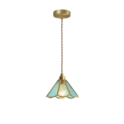 Vintage Glazen Hanglamp – Kleurrijk en Luxueus Glas-in-Lood Design