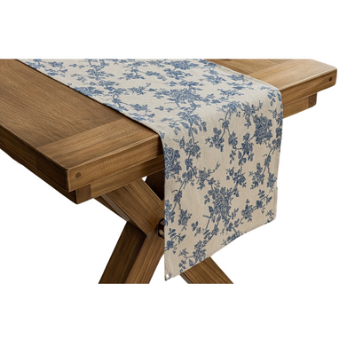 Vintage Blauwe Bloem Tafelloper – Voeg een Tijdloze Sfeer toe aan je Tafel
