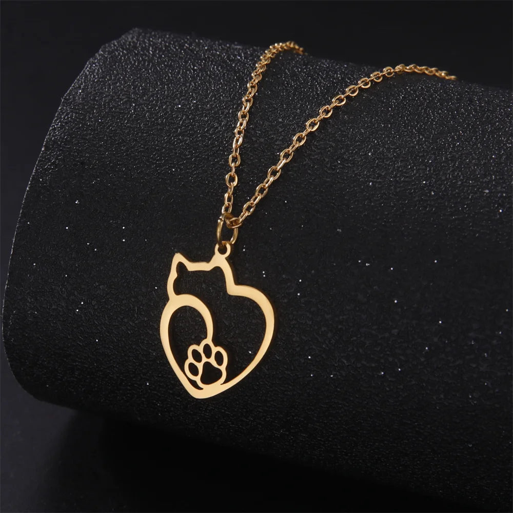 Ketting met kat en poot contour