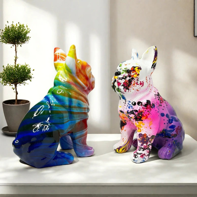 Graffiti Franse Bulldog Beeld – Kleurrijke Woondecoratie