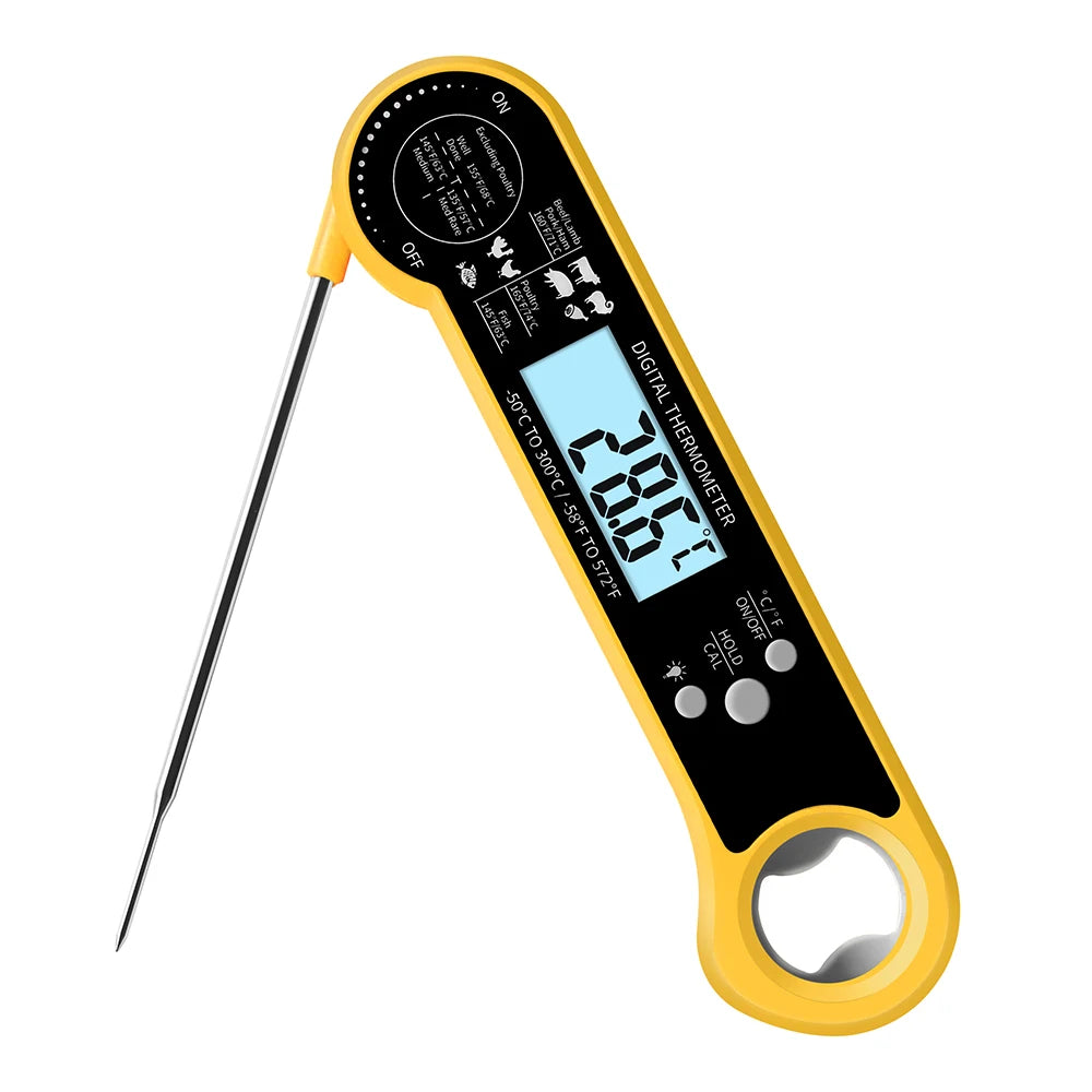 Digitale Vleesthermometer – Opvouwbaar, Verlicht & Met Flesopener