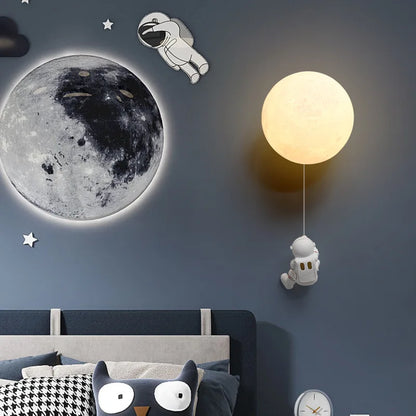 Maan & Astronaut Wandlamp – Magisch LED Licht voor de Kinderkamer