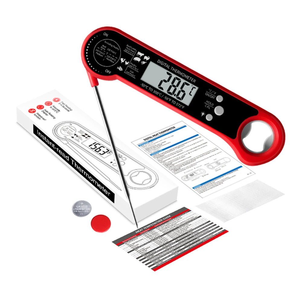 Digitale Vleesthermometer – Opvouwbaar, Verlicht & Met Flesopener