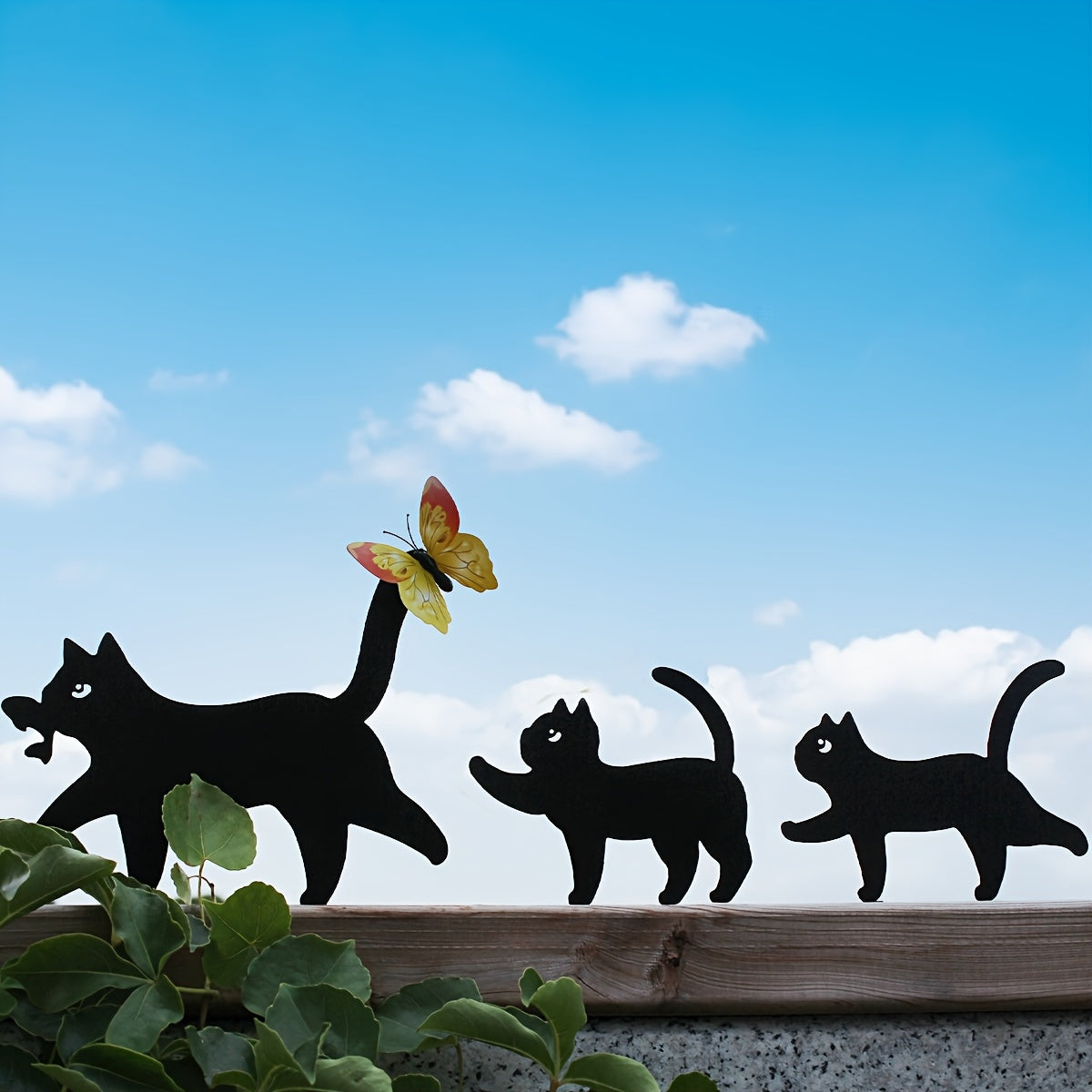 Set van 3 Kat Silhouetten – Speelse Tuin decoratie