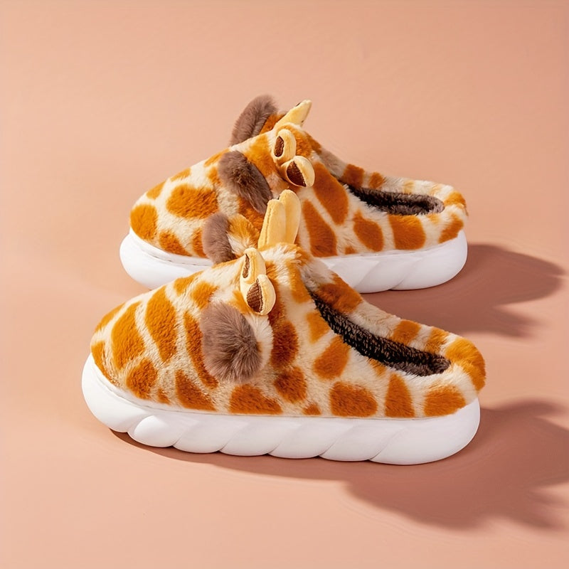 Giraffe Pluche Sloffen – Warme en Antislip Pantoffels voor Thuis