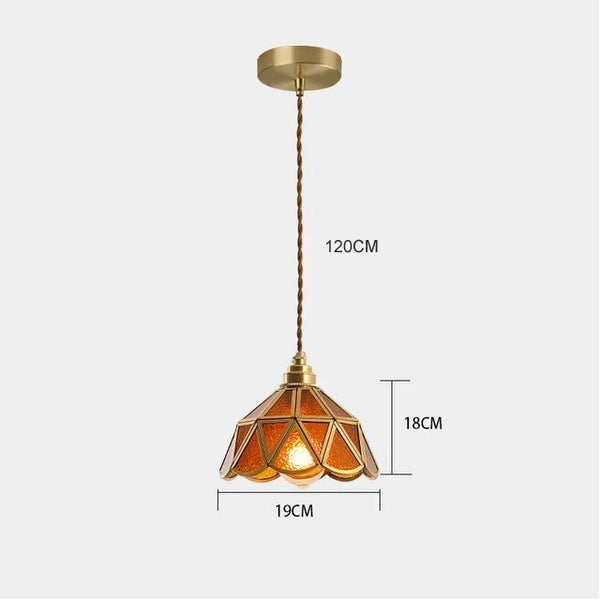 Vintage Glazen Hanglamp – Kleurrijk en Luxueus Glas-in-Lood Design