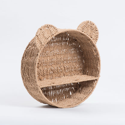 Boho Rotan Wandplank 'Bear' - Unieke, Praktische Decoratie en Blikvanger voor jullie Kinderkamer