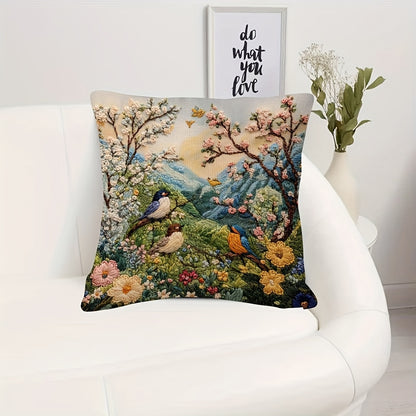 Landschap met Vogels Kussenhoes - Perfecte Decoratie voor je Interieur