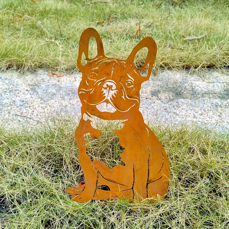 Rustieke Franse Bulldog Tuinsteker – Unieke Dieren Decoratie voor je Tuin