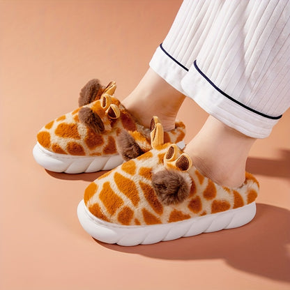 Giraffe Pluche Sloffen – Warme en Antislip Pantoffels voor Thuis