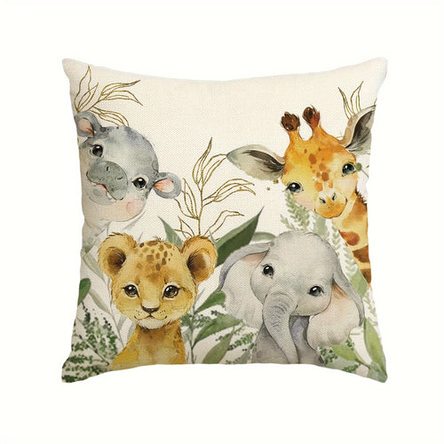 Kussenhoes Schattige Safari Dieren – Perfect voor Baby- en Kinderkamer