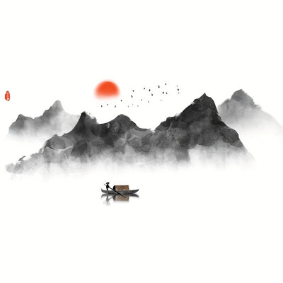 Japans Landschap Muursticker – Zen & Stijlvolle Wanddecoratie