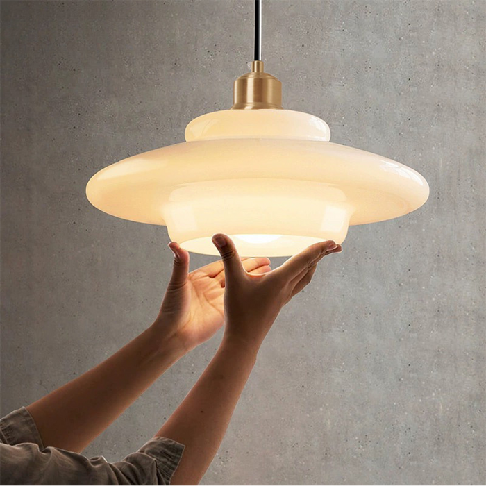 Japandi Witte Glazen Hanglamp – Minimalistische Elegantie voor een Stijlvol Interieur